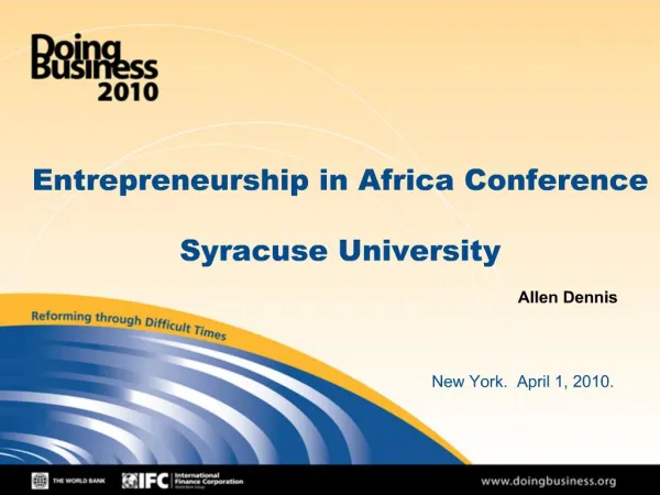 Entrepreneurship in Africa Conference Syracuse University