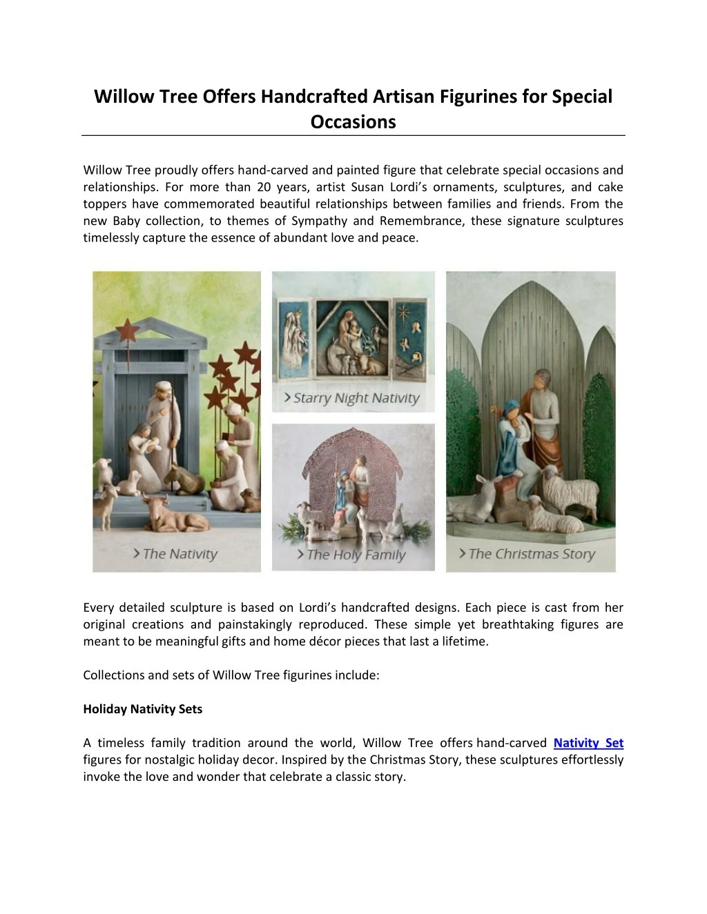 willow tree offers handcrafted artisan figurines
