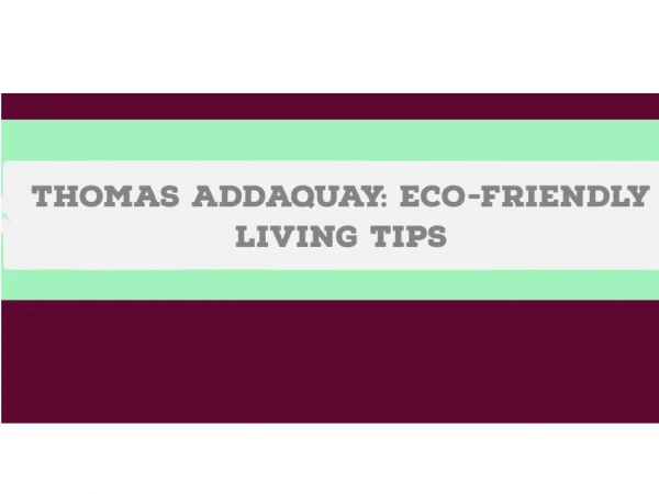 Thomas Addaquay: Eco-Friendly Living Tips