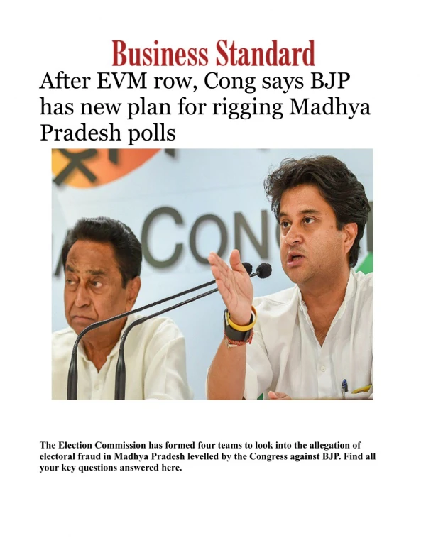 After EVM row, Cong says BJP has new plan for rigging Madhya Pradesh polls