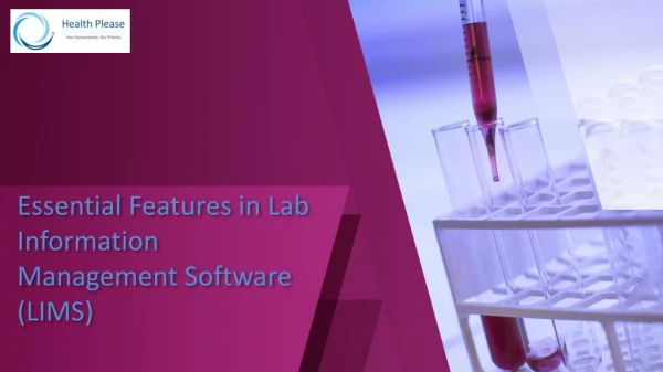 Lab Information Management Software (LIMS) - Laboratory Requirement