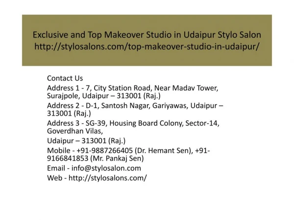 Exclusive and top makeover studio in udaipur stylo salon