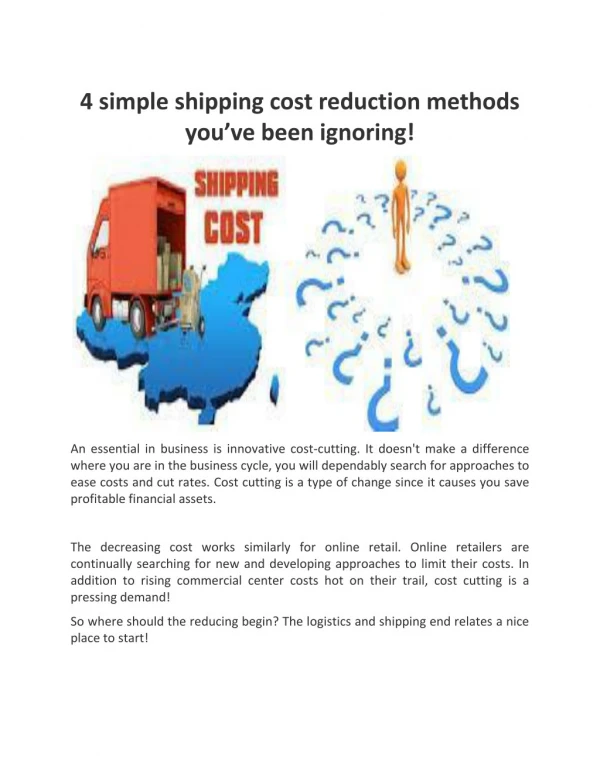 4 simple shipping cost reduction methods you’ve been ignoring!