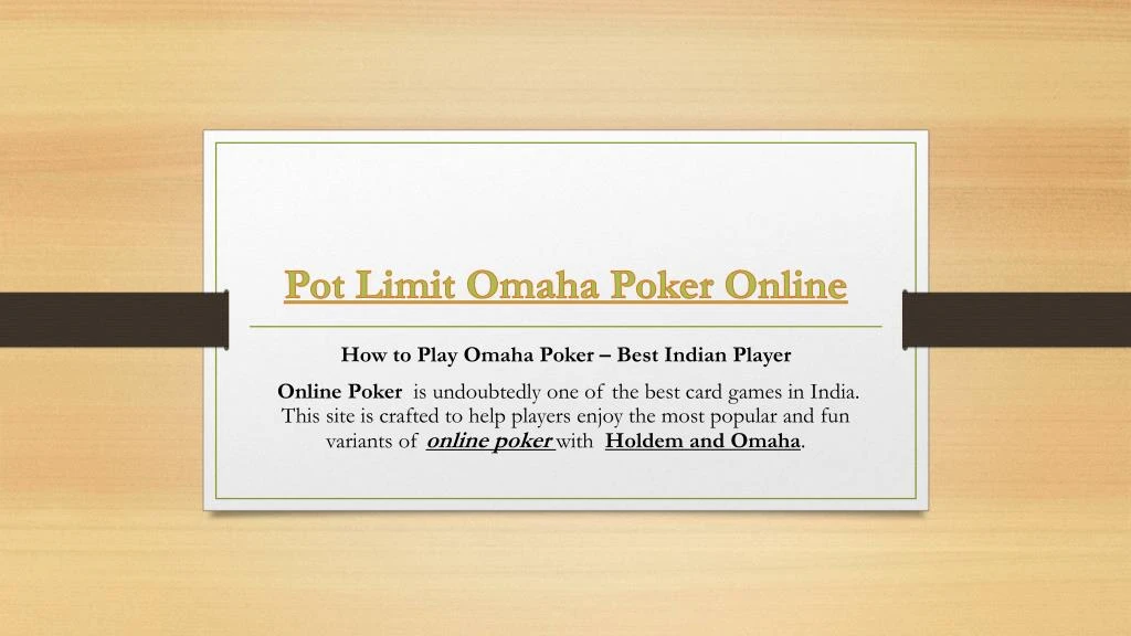 pot limit omaha poker online