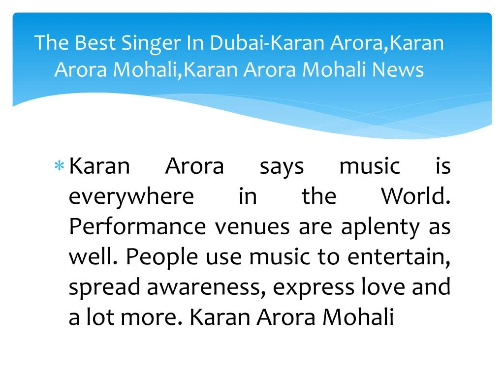 the best singer in dubai karan arora karan arora mohali karan arora mohali news
