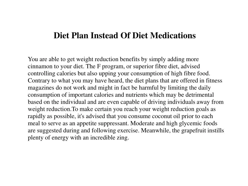 diet plan instead of diet medications