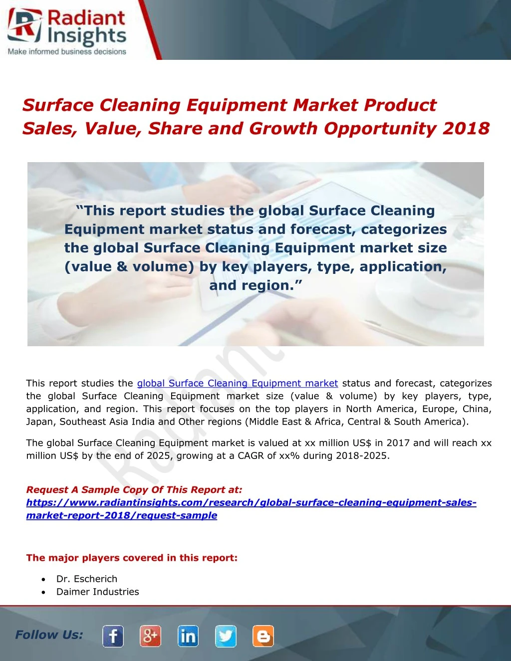 surface cleaning equipment market product sales