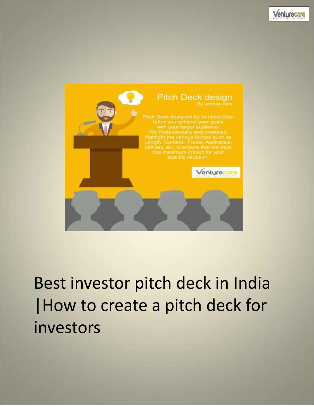 best investor pitch deck in india how to create
