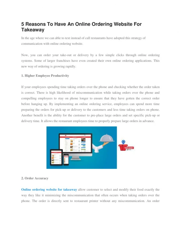 5 Reasons To Have An Online Ordering Website For Takeaway