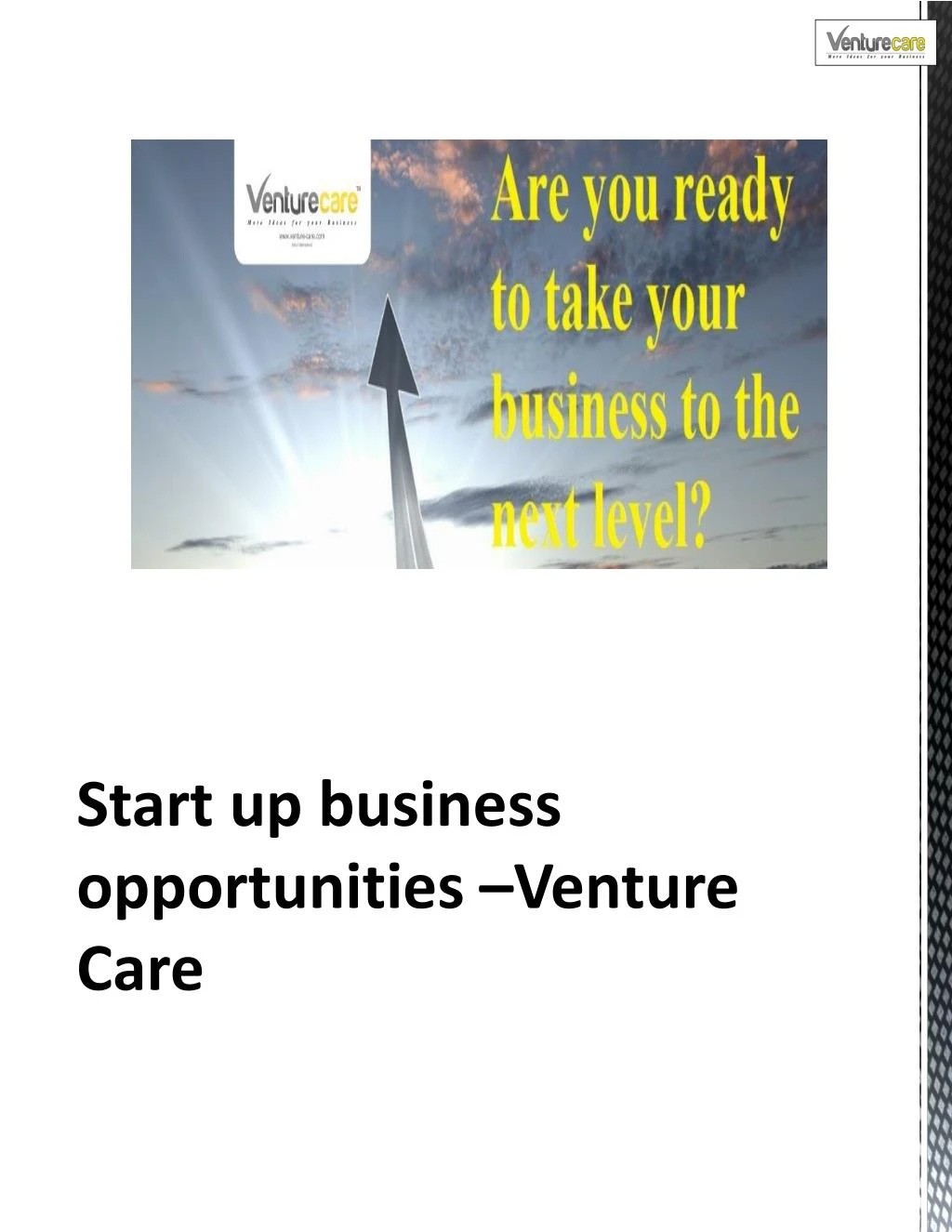 start up business opportunities venture care