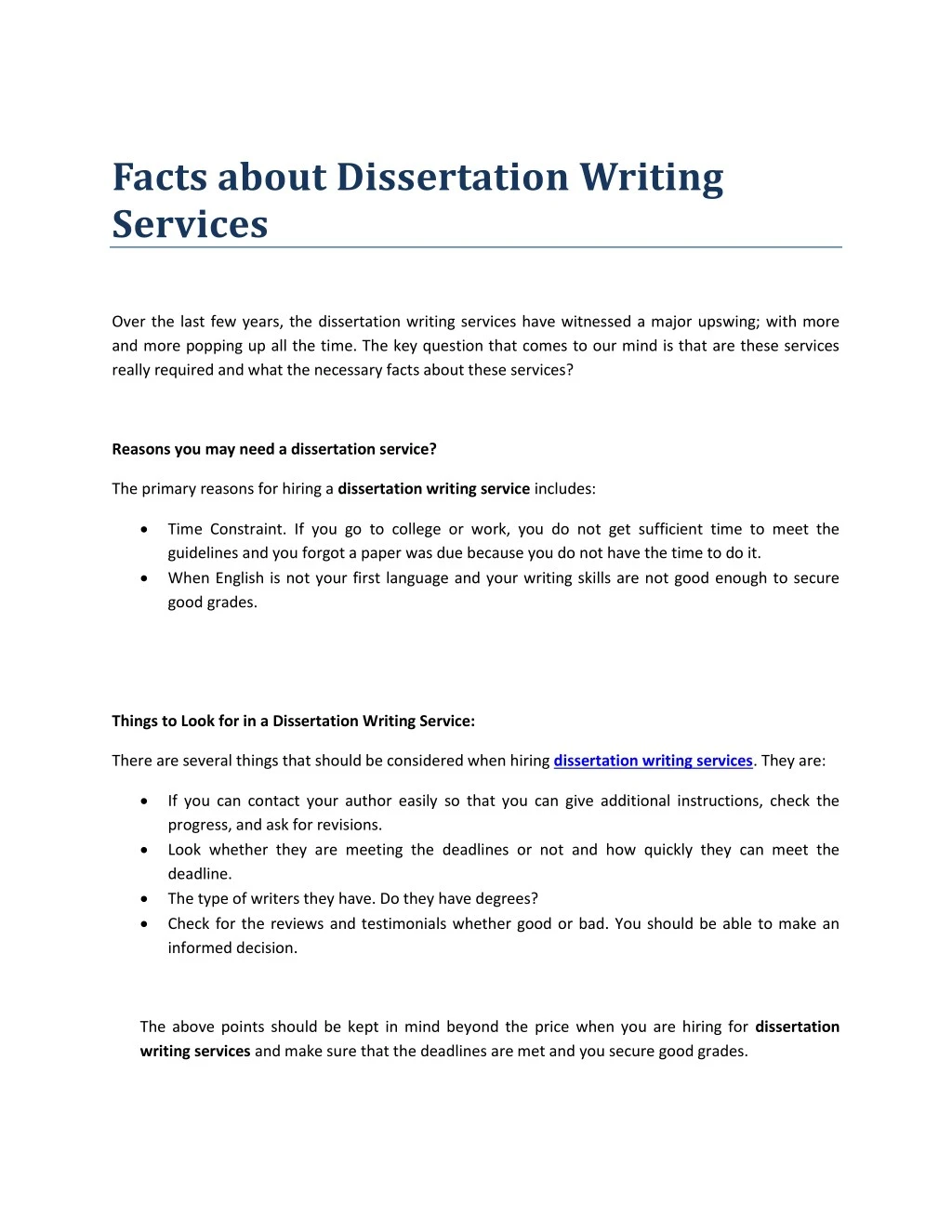 facts about dissertation writing services