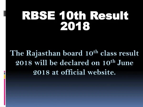 RBSE 10th Class Result 2018