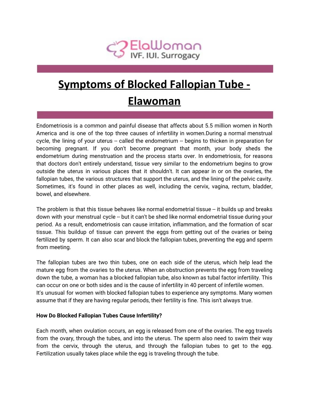 symptoms of blocked fallopian tube elawoman