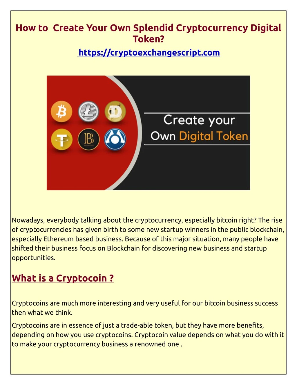 how to create your own splendid cryptocurrency