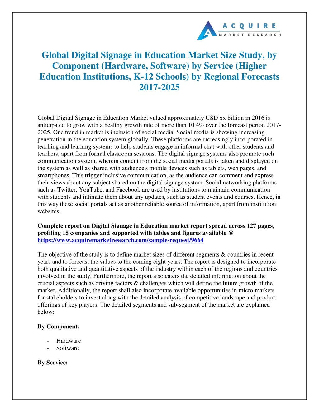 global digital signage in education market size