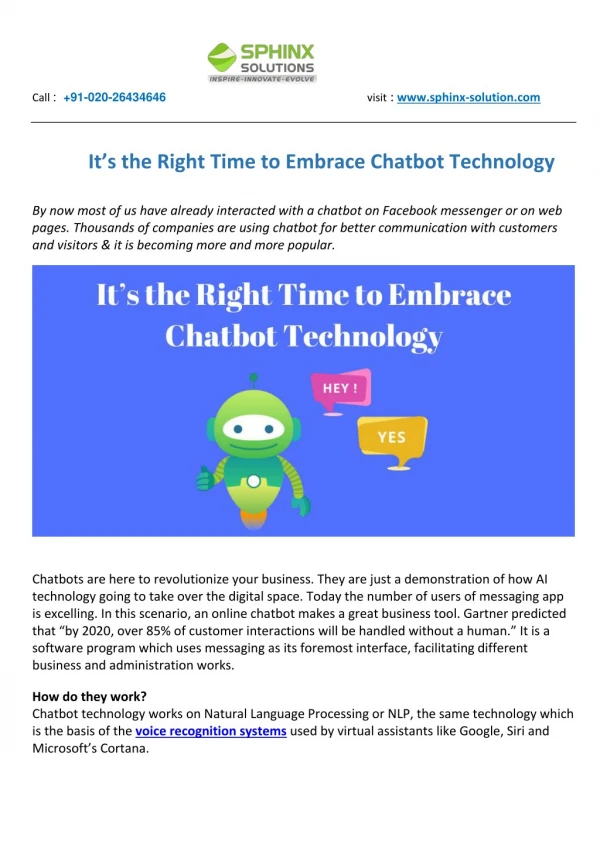 It’s the Right Time to Embrace Chatbot Technology