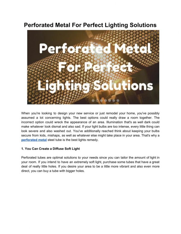 Improve Lighting With Perforated Metal