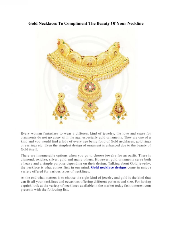 Gold Necklaces To Compliment The Beauty Of Your Neckline