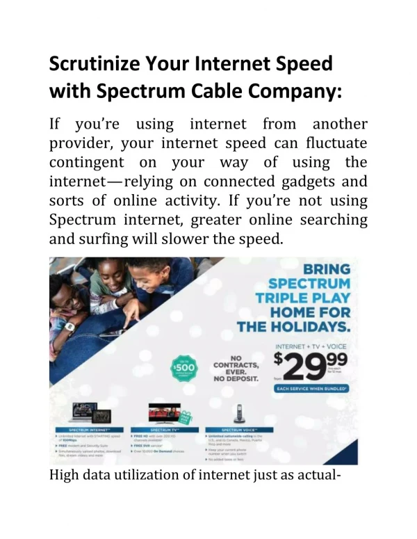 Scrutinize Your Internet Speed with Spectrum Cable Company