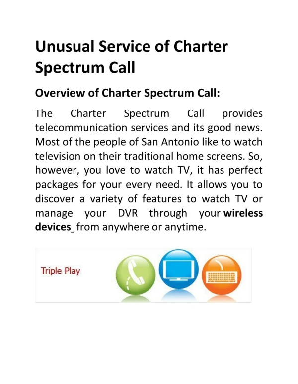 Unusual Service of Charter Spectrum Call