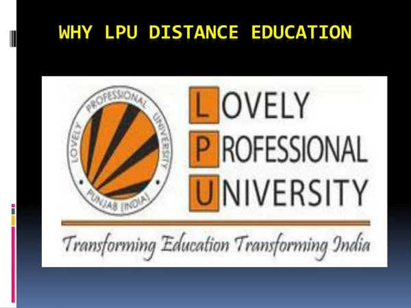 Why LPU Distance Education