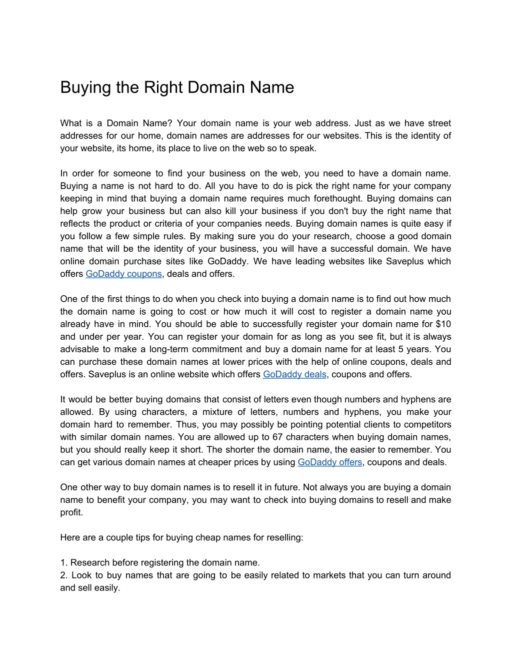 buying the right domain name