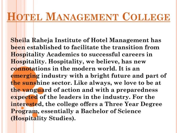 Reputed Hotel Management Colleges in Mumbai