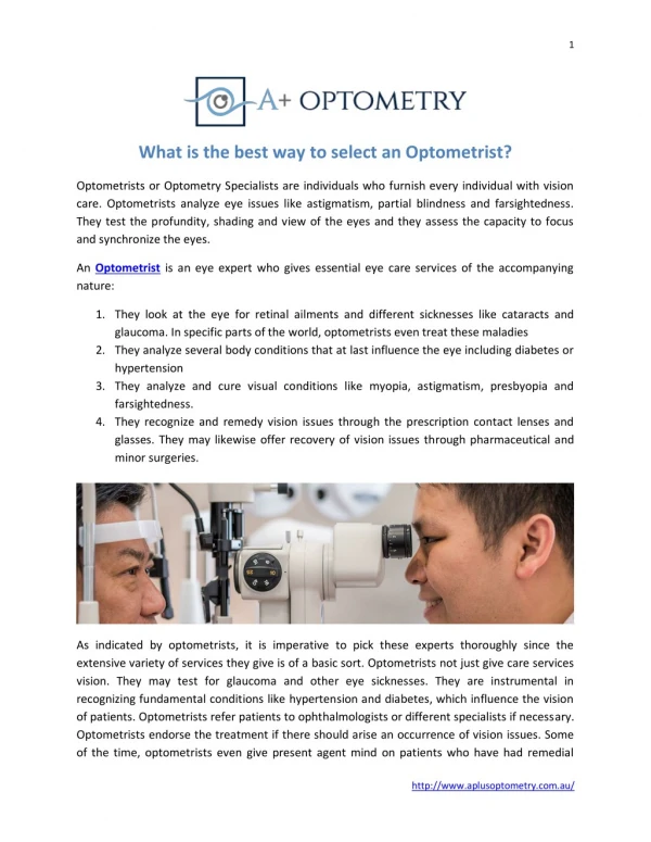 What is the best way to select an Optometrist?
