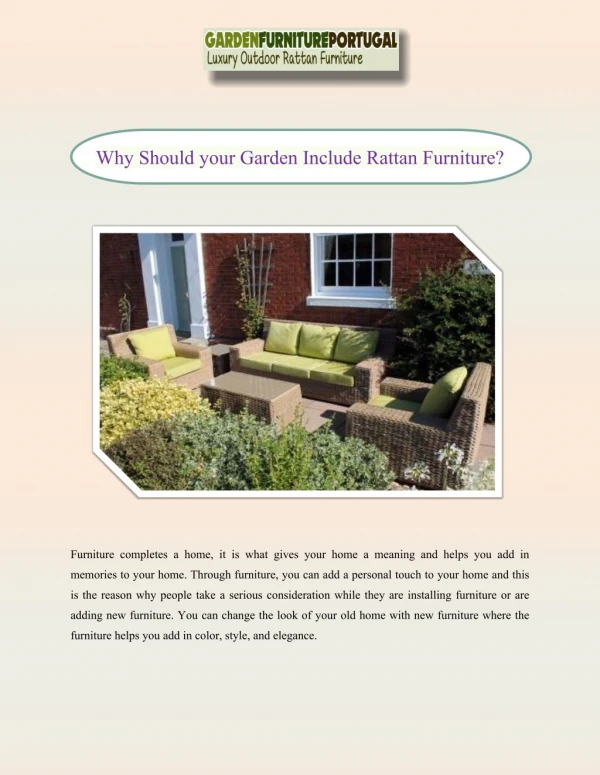 Why Should your Garden Include Rattan Furniture?