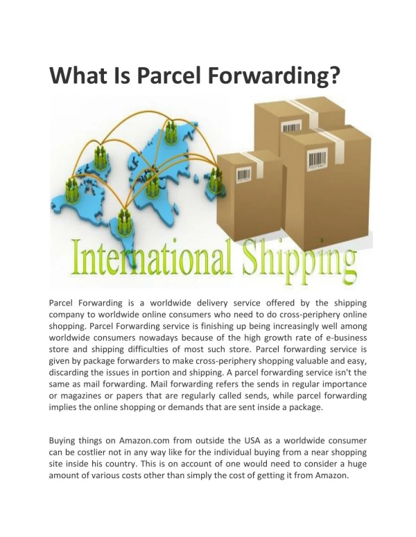 Parcel Forwarding Services From USA to India