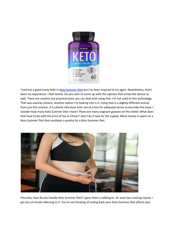 Keto Summer Diet - Best Supplement For Weight Loss