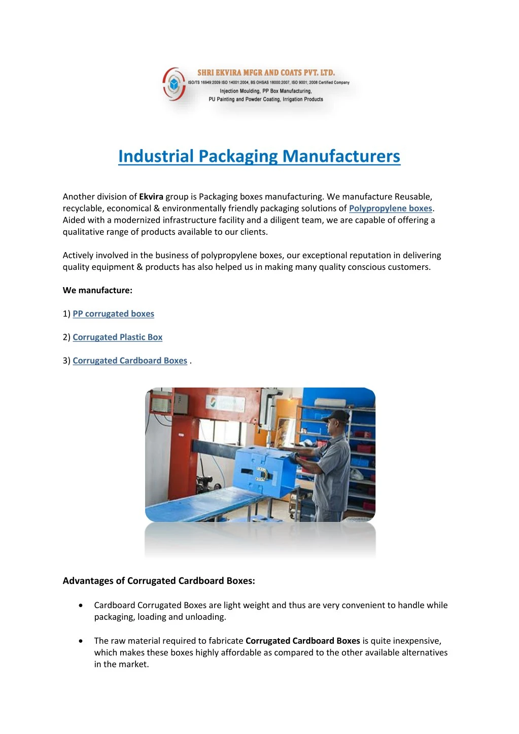 industrial packaging manufacturers