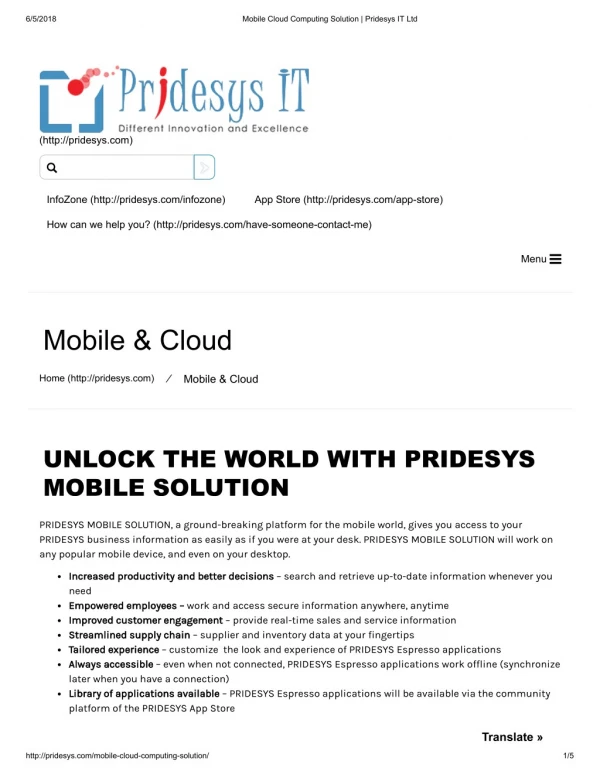 Mobile Cloud Computing Solution | Pridesys IT Ltd