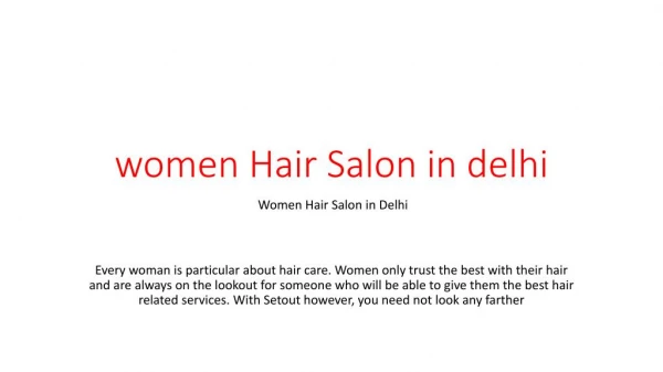 women Hair Salon in delhi