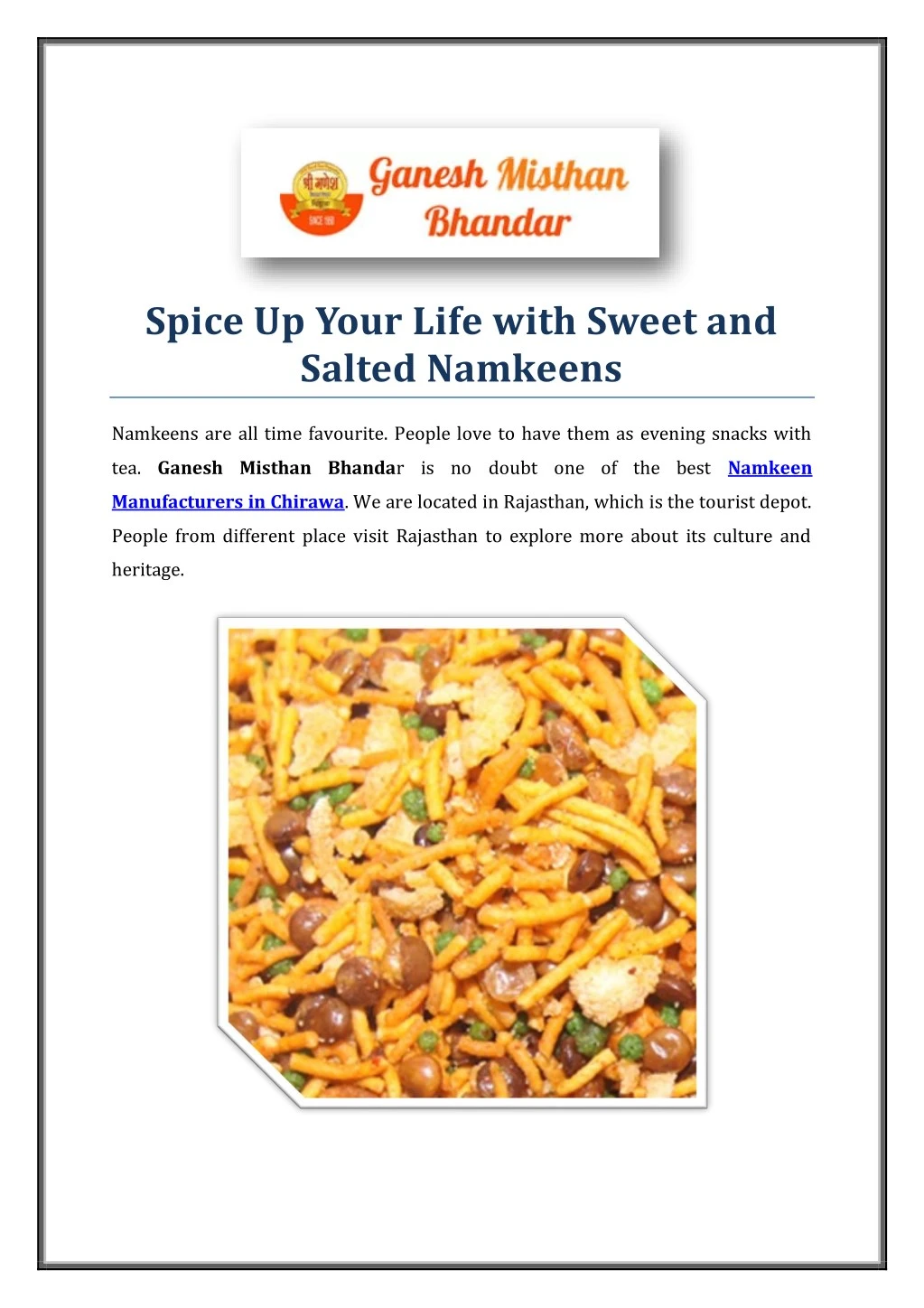 spice up your life with sweet and salted namkeens