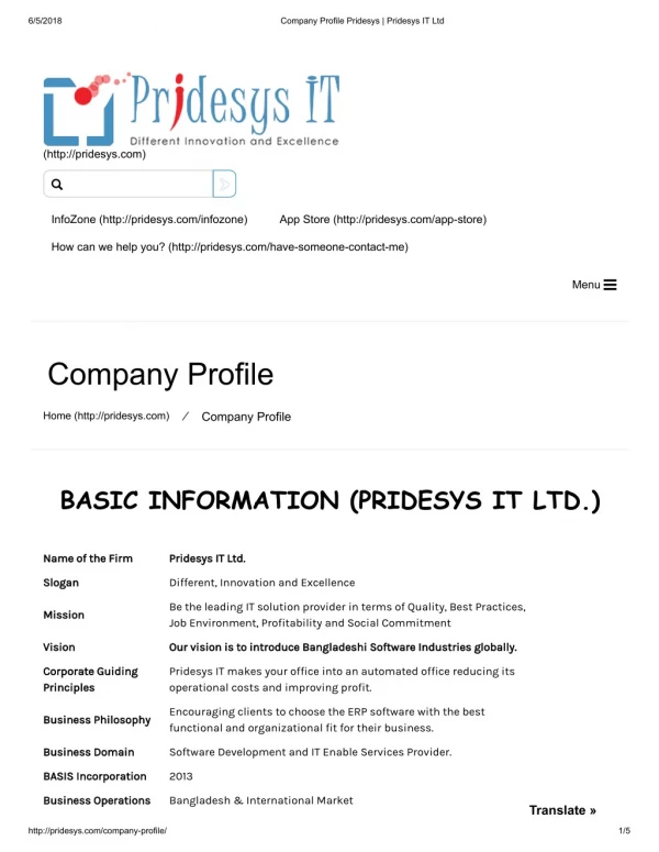 Company Profile Pridesys | Pridesys IT Ltd