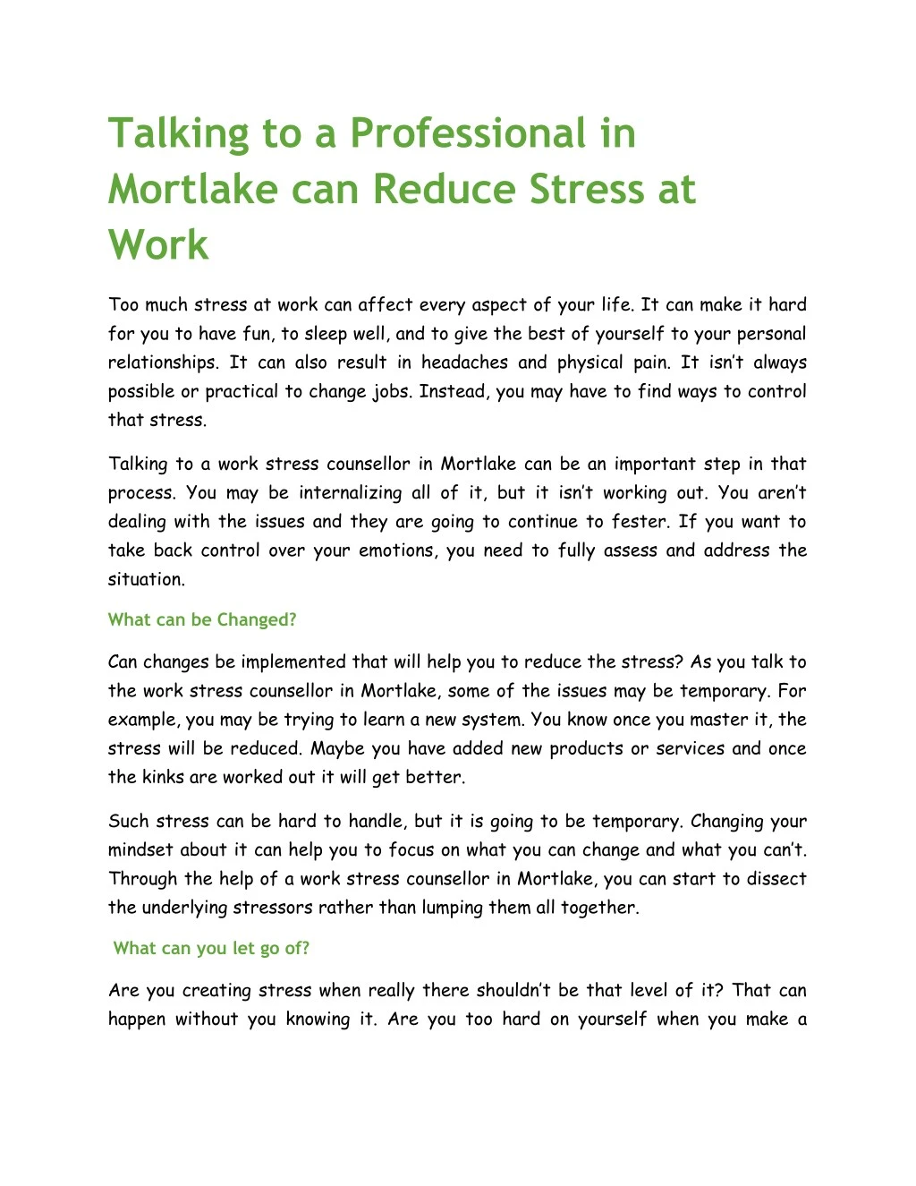 talking to a professional in mortlake can reduce