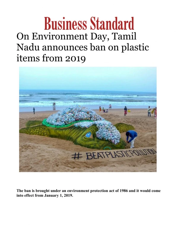 On Environment Day, Tamil Nadu announces ban on plastic items from 2019 