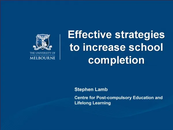 Effective strategies to increase school completion