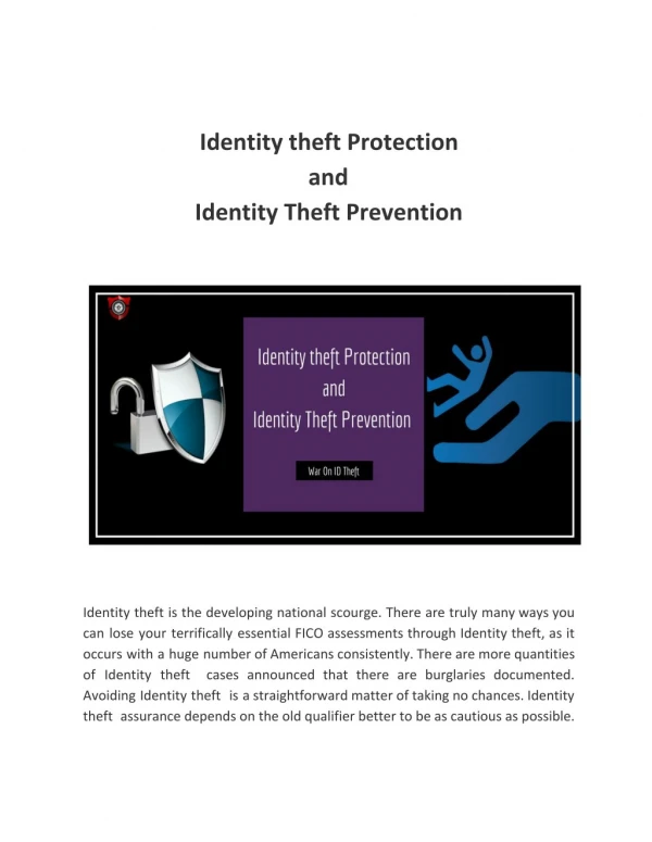 Identity theft Protection and Identity Theft Prevention