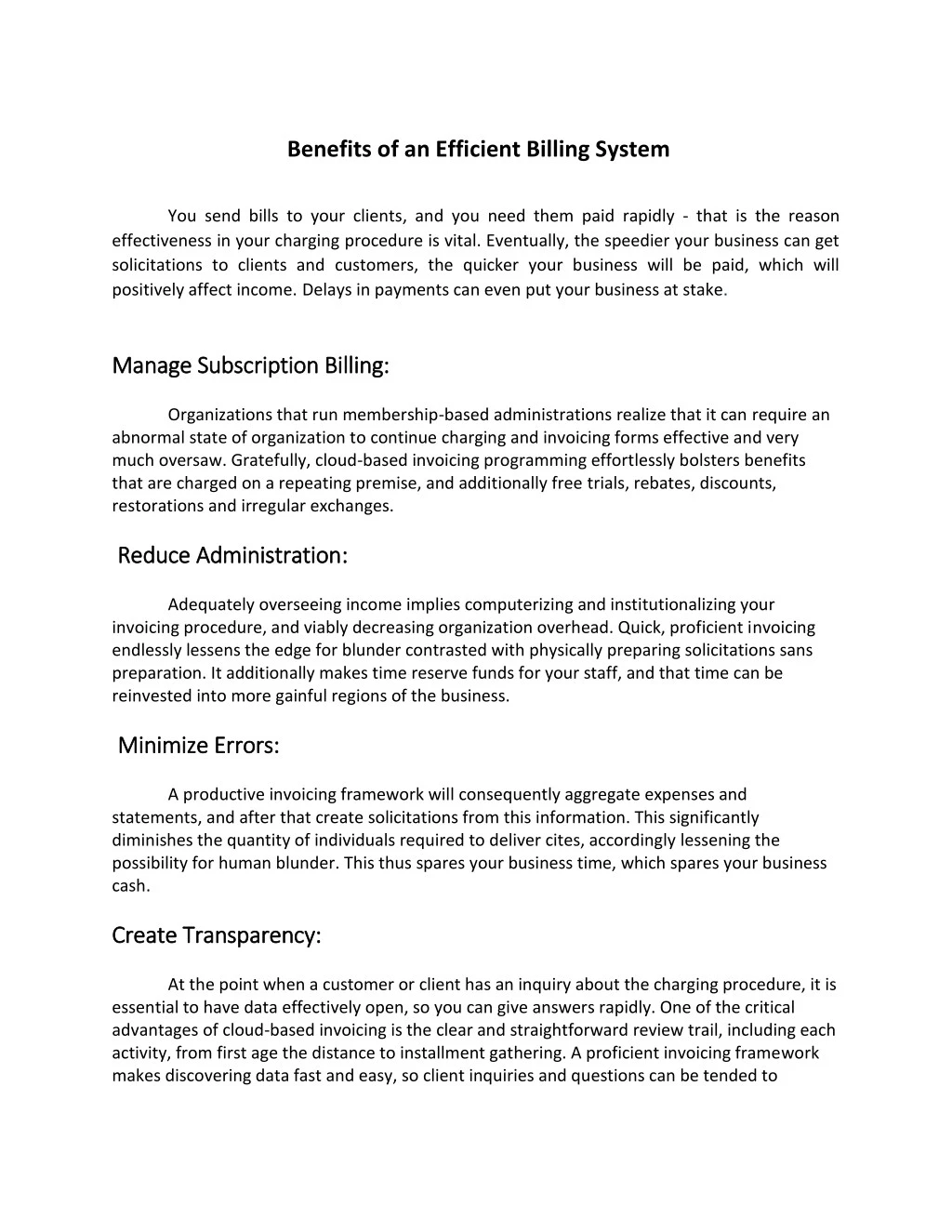benefits of an efficient billing system