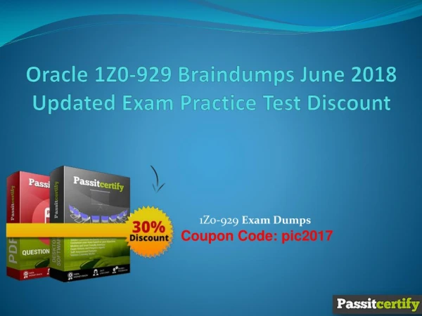 Oracle 1Z0-929 Braindumps June 2018 Updated Exam Practice Test Discount