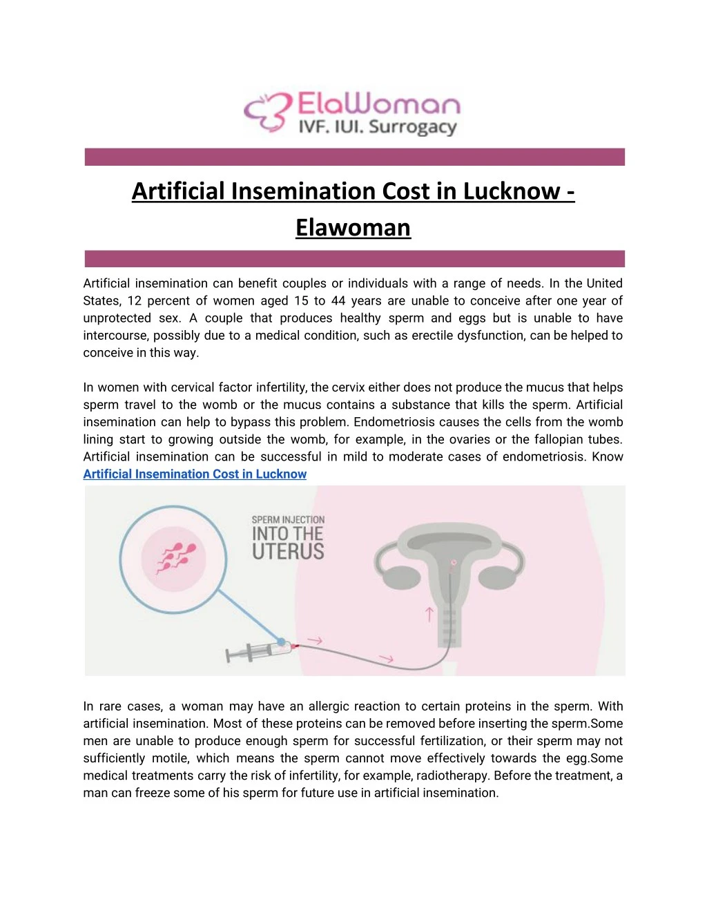 artificial insemination cost in lucknow elawoman