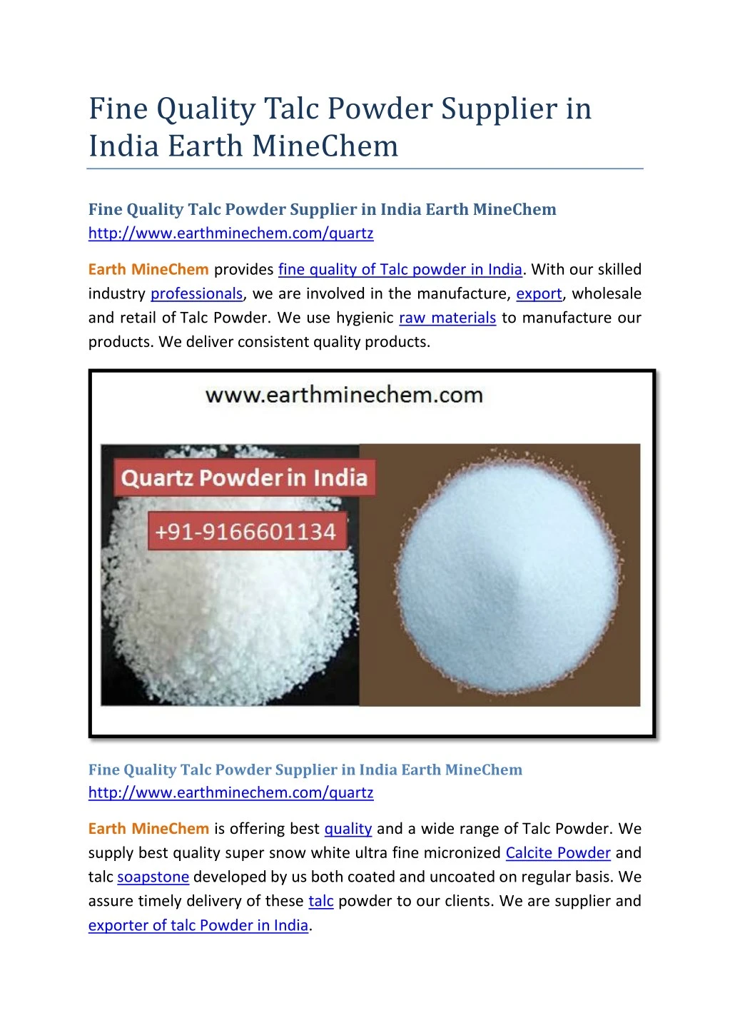 fine quality talc powder supplier in india earth