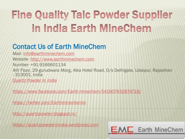 Fine Quality Talc Powder Supplier in India Earth MineChem