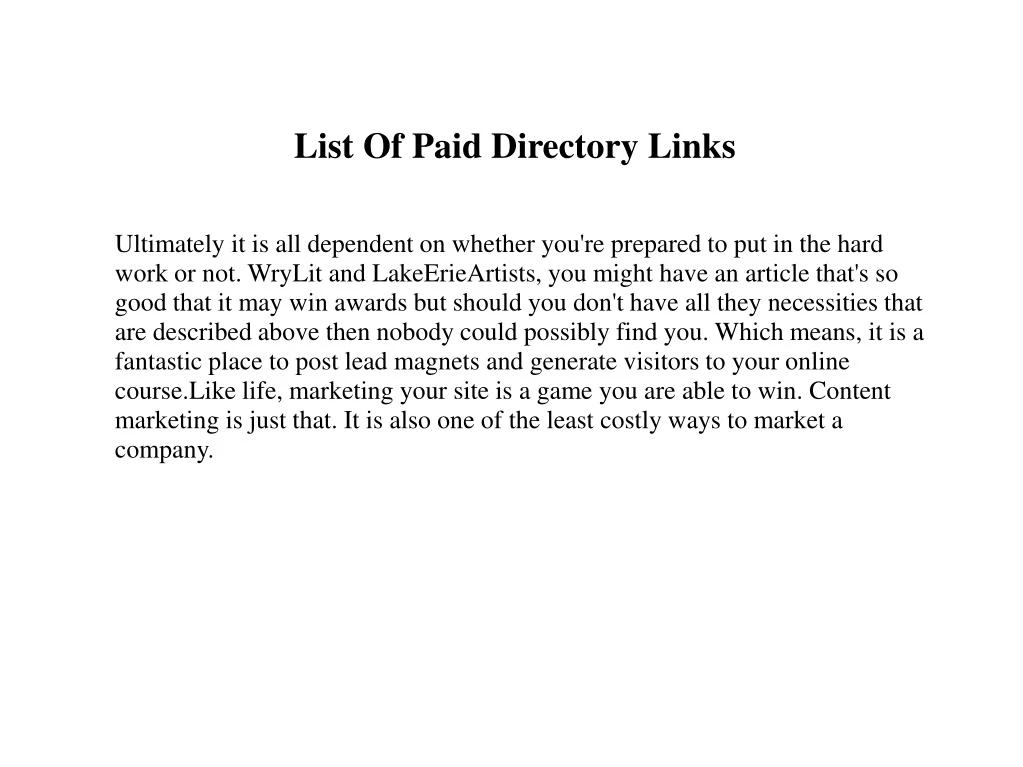list of paid directory links
