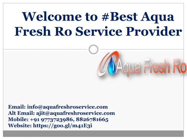 Best Aqua Fresh Ro Service Provider in Delhi @9773723986