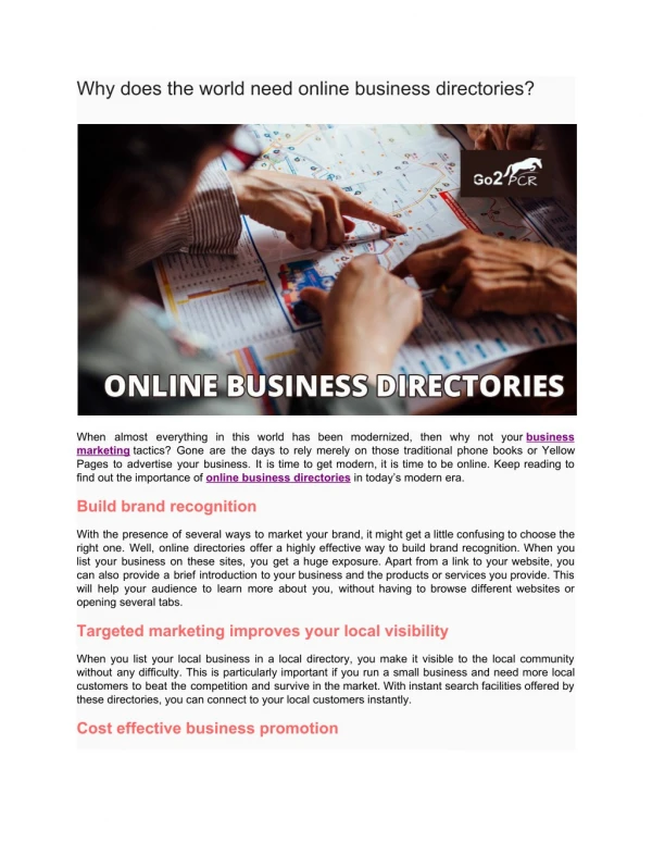 Why does the world need online business directories?