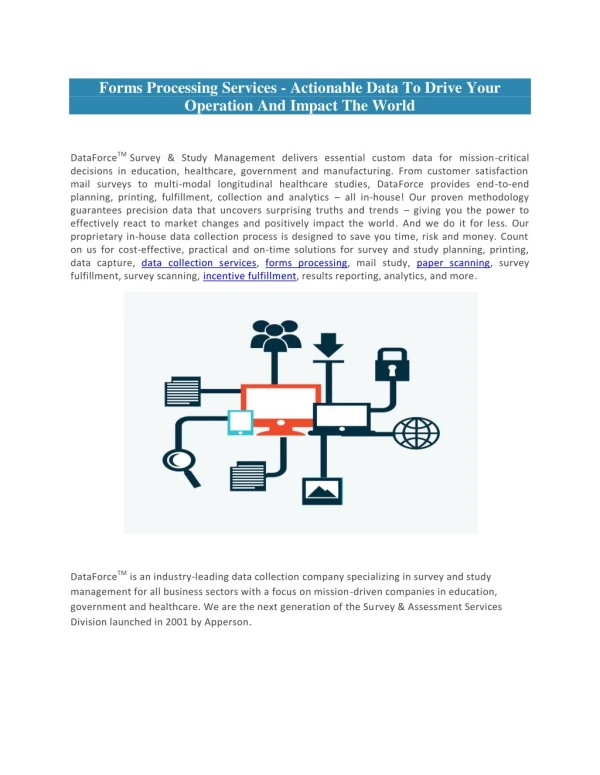 Forms Processing Services - Actionable Data To Drive Your Operation And Impact The World