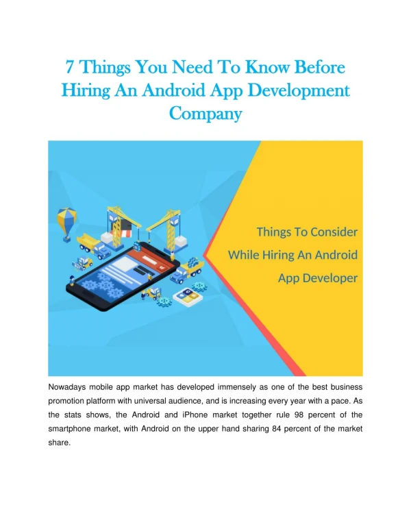 Things To Consider While Hiring An Android App Developer